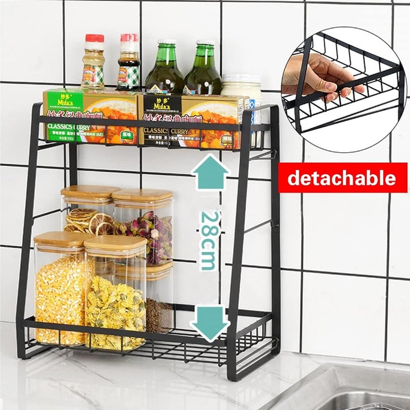 IBAMA 3 Layers Spice Rack Detachable Spice Shelf for Kitchen Countertop Shelf Organizer Standing Seasoning Bottle Shelf Cabinet (flat bottom) - Image 3
