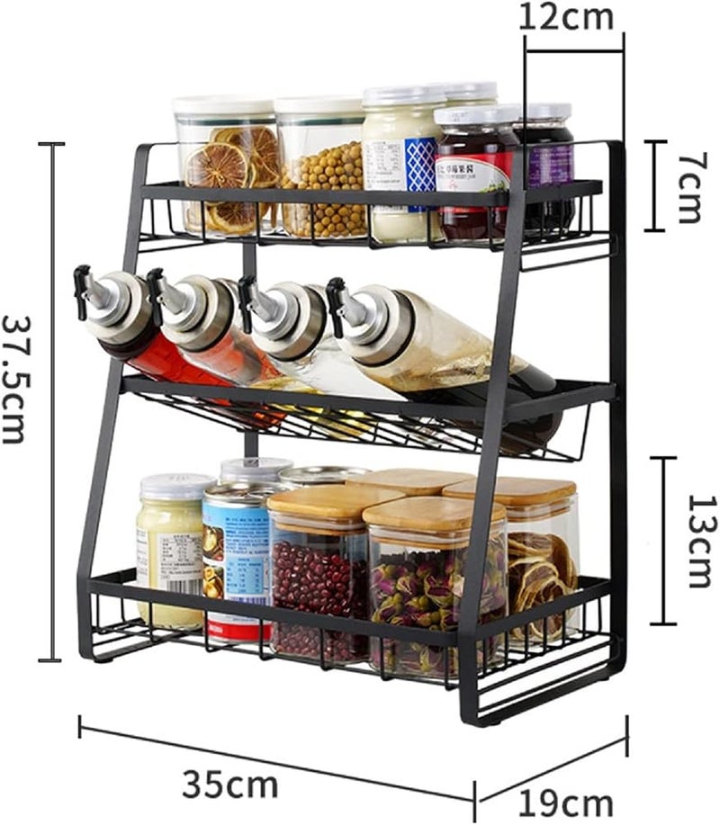 IBAMA 3 Layers Spice Rack Detachable Spice Shelf for Kitchen Countertop Shelf Organizer Standing Seasoning Bottle Shelf Cabinet (flat bottom) - Image 2
