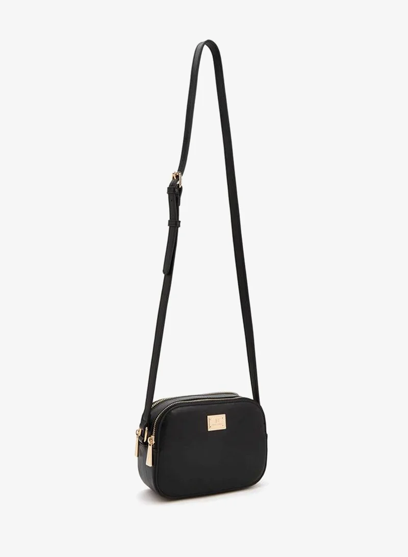 Flora Bella By Shoexpress Logo Accent Crossbody Bag with Adjustable Shoulder Strap