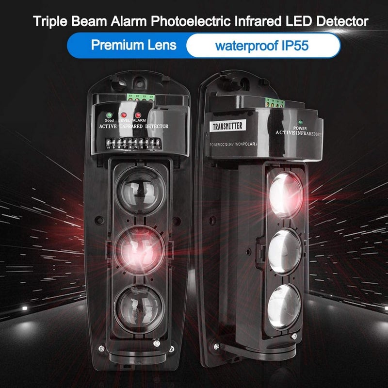 comfrt Triple Beam Alarm Photoelectric Beam Sensor Infrared Detector Security System Outdoor Weatherproof Motion Sensing Security Perimeter Alert System(ABE-250) - Image 3