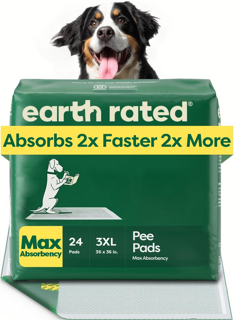 Earth Rated Puppy Pads, Max Absorbency Pee Pads for Dogs, Absorbs 2X Faster & 2X More, Leak Prevention, Potty Training, Fragrance-Free, Unscented, 3XL, 36â€ x 36â€, 24 Count - Image 1