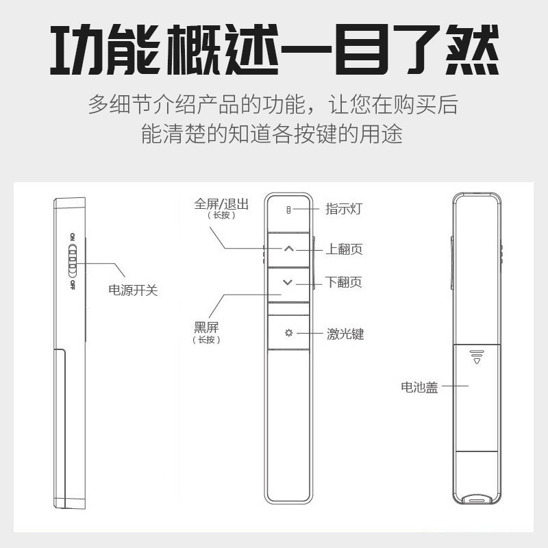 Deli Flip Pen 2802 2802P 2802G Business Teaching Laser Pen Demonstration Remote Control Pen Ppt Projection Pen - Image 4
