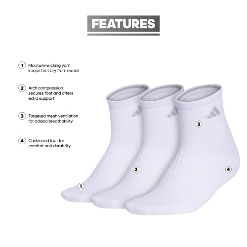 Adidas Cushioned Quarter Socks (3-Pair) over the ankle fit with arch compression - Image 2