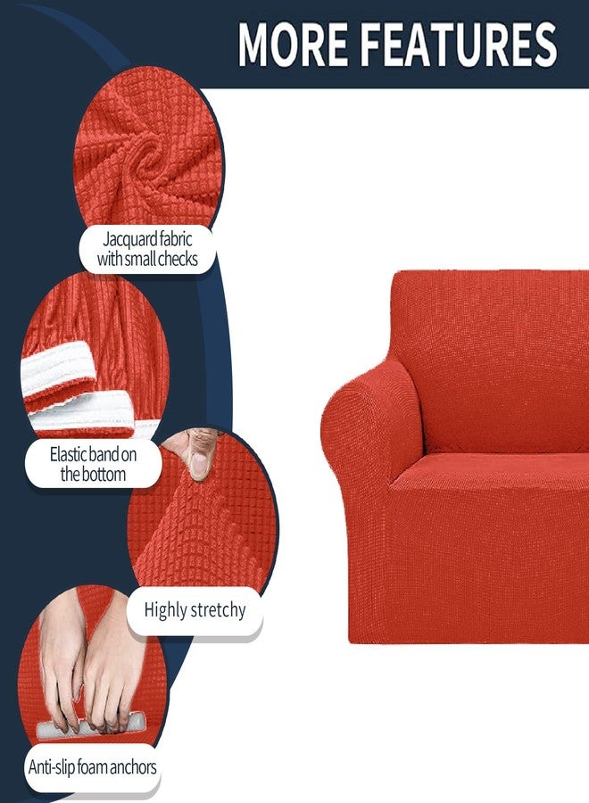 Cupuamon 2024 Newest Stretch Sofa Slipcovers Couch Cover for 3 Cushion Furniture Protector Sofa Covers with Elastic Bottom Jacquard Fabric Small Checks for Pets, Kids -Sofa, Pureed Pumpkin - Image 4