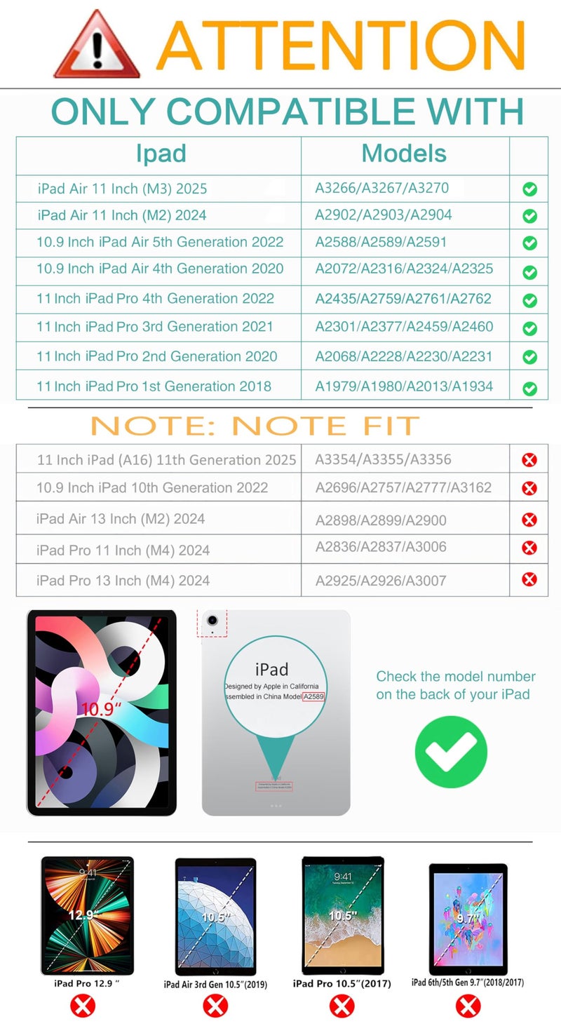 Vimorco for iPad Air M3/M2 11 Inch Case,for iPad Air 5th/4th Generation Cases 10.9-inch,for iPad Pro 11 Inch Case 4th/3rd/2nd/1st Generation 360 Degree Rotating Pencil Holder 4 Viewing Angles, Flower - Image 2