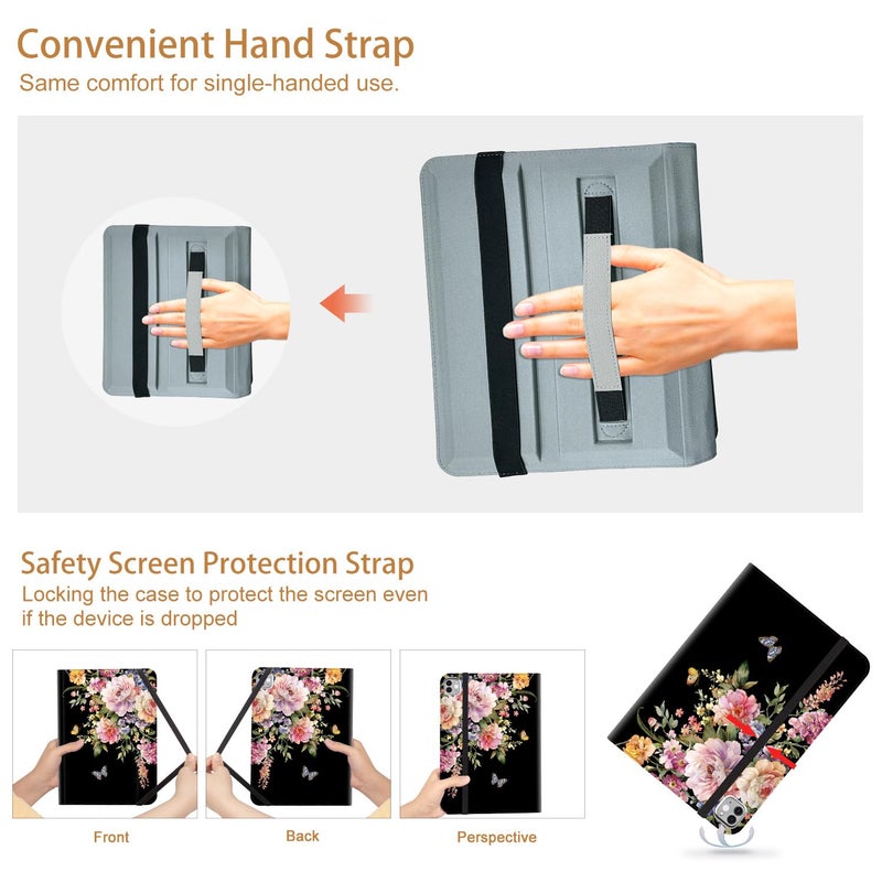 Vimorco for iPad Air M3/M2 11 Inch Case,for iPad Air 5th/4th Generation Cases 10.9-inch,for iPad Pro 11 Inch Case 4th/3rd/2nd/1st Generation 360 Degree Rotating Pencil Holder 4 Viewing Angles, Flower - Image 5
