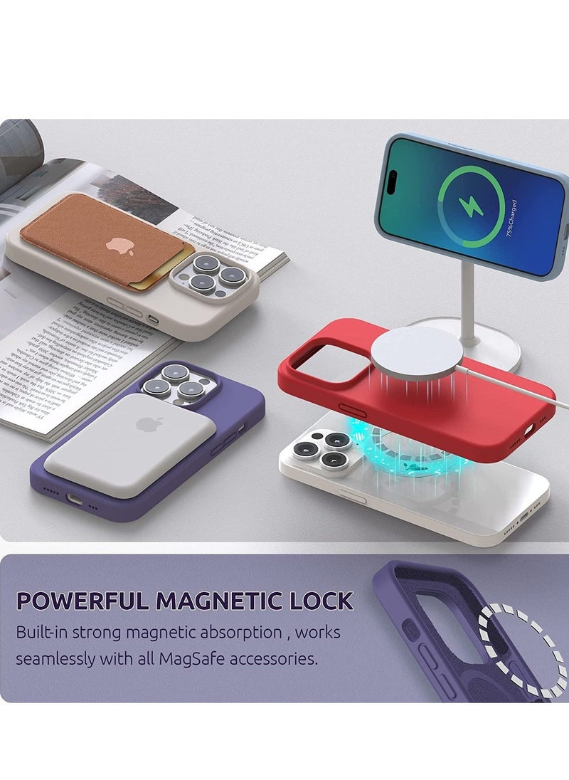 (4 in 1 iPhone 14 Pro MAX Case (6.7 inch 2022), Compatible with MagSafe, with 2 Screen Protector + 1 Camera Protector, Silicone Case for iPhone 14 Pro MAX (Purple)