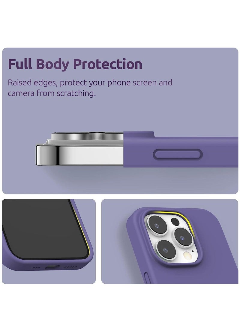 (4 in 1 iPhone 14 Pro MAX Case (6.7 inch 2022), Compatible with MagSafe, with 2 Screen Protector + 1 Camera Protector, Silicone Case for iPhone 14 Pro MAX (Purple)