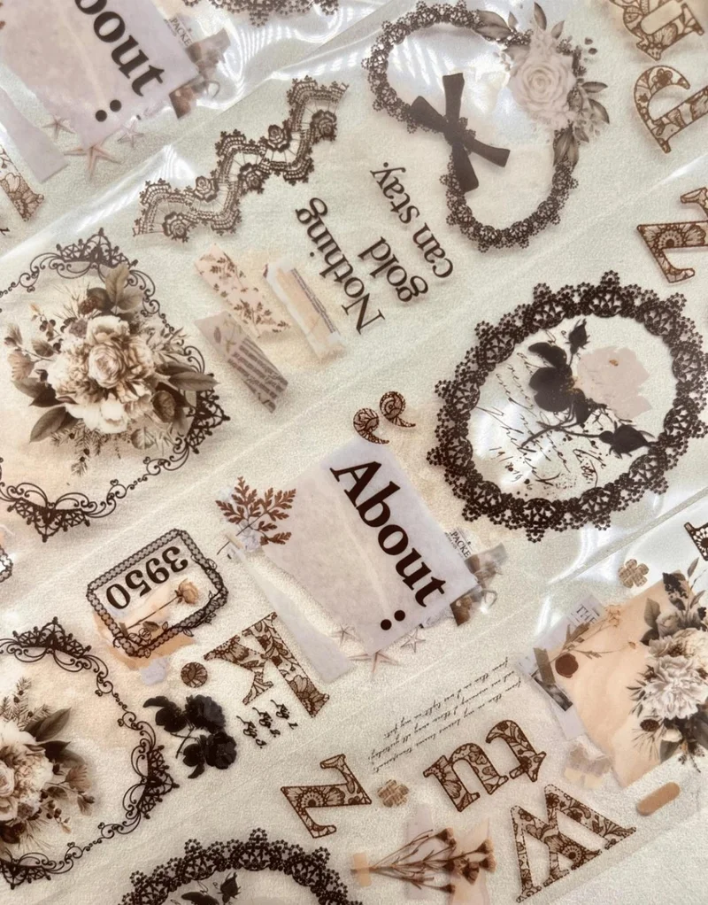 Kağıt Gemi Dükkan Paper Ship Shop Romantic Series White Floral Patterned Washi Tape Washi Tape Waterproof Bullet Journal