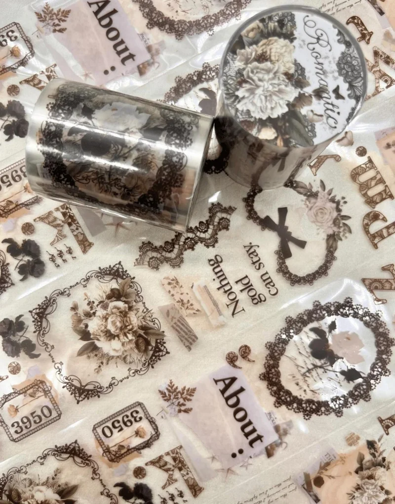 Kağıt Gemi Dükkan Paper Ship Shop Romantic Series White Floral Patterned Washi Tape Washi Tape Waterproof Bullet Journal