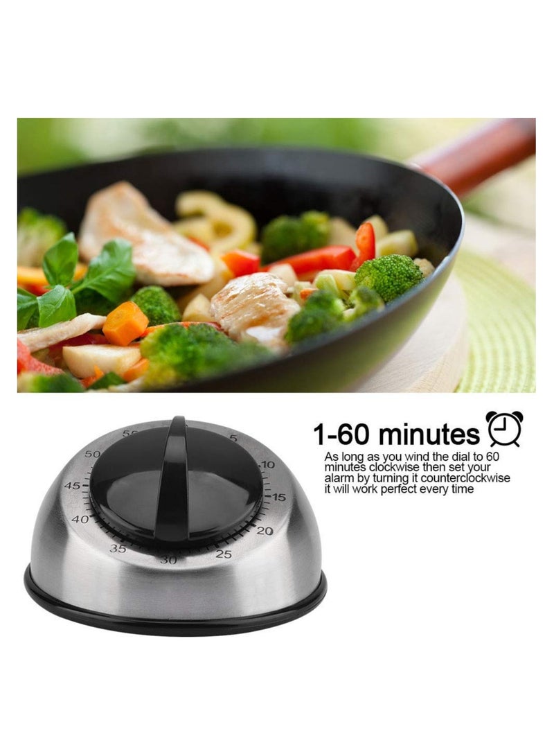 SOLARAE Stainless Steel Mechanical Kitchen Timer for Cooking, 60 Minutes Loud Alarm Cooking Timer Classic Mechanical Timer Cooking Timer  Time Management Tool, Easy to Read Operate for Baking and Grilling - Image 4