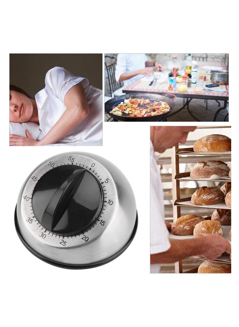 SOLARAE Stainless Steel Mechanical Kitchen Timer for Cooking, 60 Minutes Loud Alarm Cooking Timer Classic Mechanical Timer Cooking Timer  Time Management Tool, Easy to Read Operate for Baking and Grilling - Image 2
