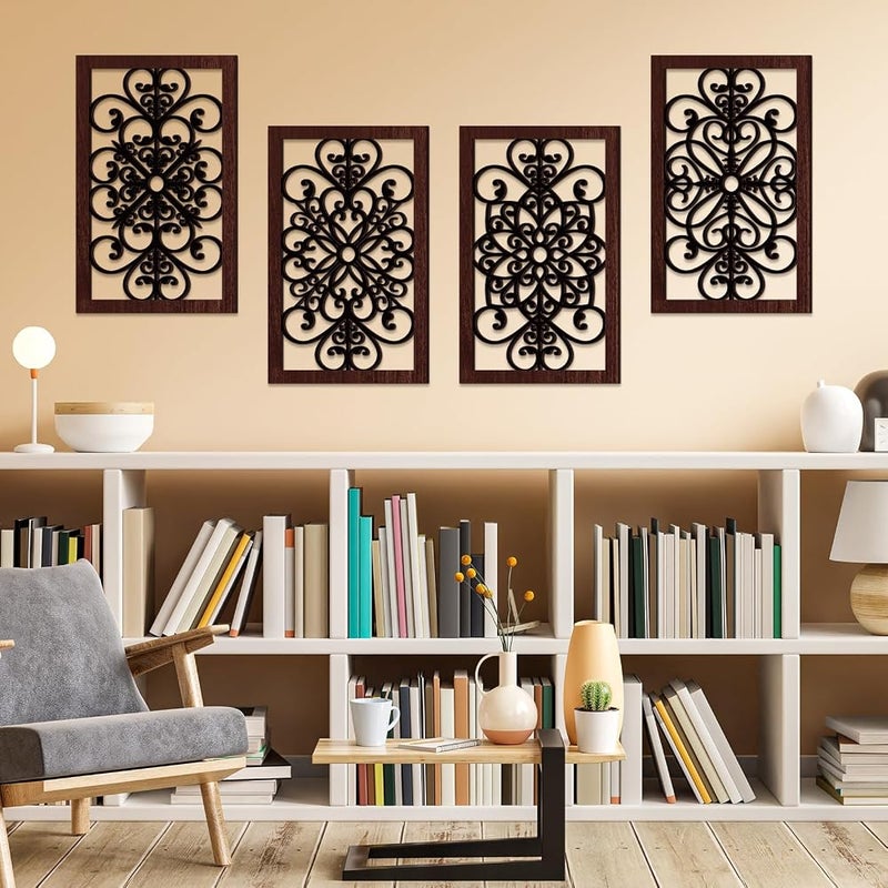 يوليجو يوليهو 4 قطع منزينة ريفية سميكة للجدران، تصميم حديث لديكور الجدران في المنزل الريفي، مناسبة لغرف المعيشة والممرات والمكاتب والمطابخ (بني داكن، 15.8 × 9.9 بوصة) - Image 5