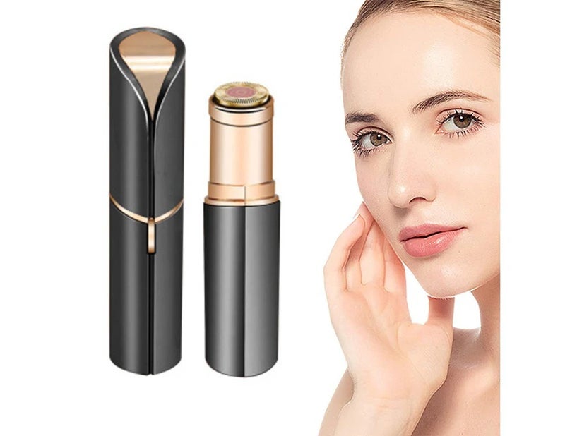 Women Facial Painless Hair Removal EyeBrows and Body Compact Portable Facial Hair Trimmer with Led Light Depilator Easy to Clean - Black