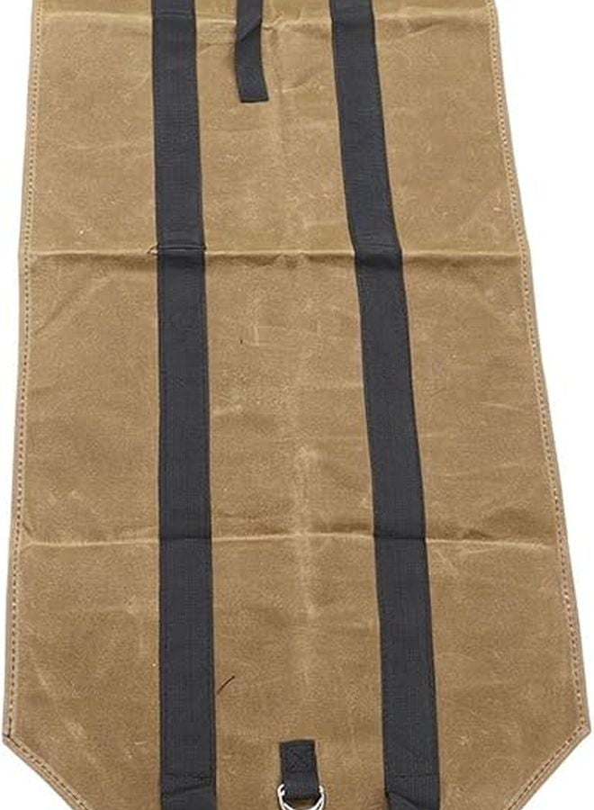 Khaki Waxed Canvas Firewood Log Carrier Bag With Handles For Camping Picnic - Image 5