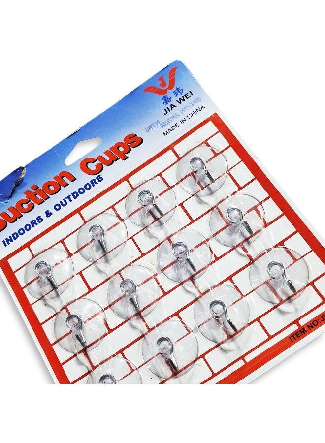 12 Pack Strong Suction Cups with Durable Metal Hooks , Clear Heavy Duty Holders for Indoor & Outdoor Use, Easy Installation, Residue Free Removal, Ideal for Glass, Tiles, Mirrors, Kitchens, Bathrooms, Cars, and Seasonal Decorations - Image 2