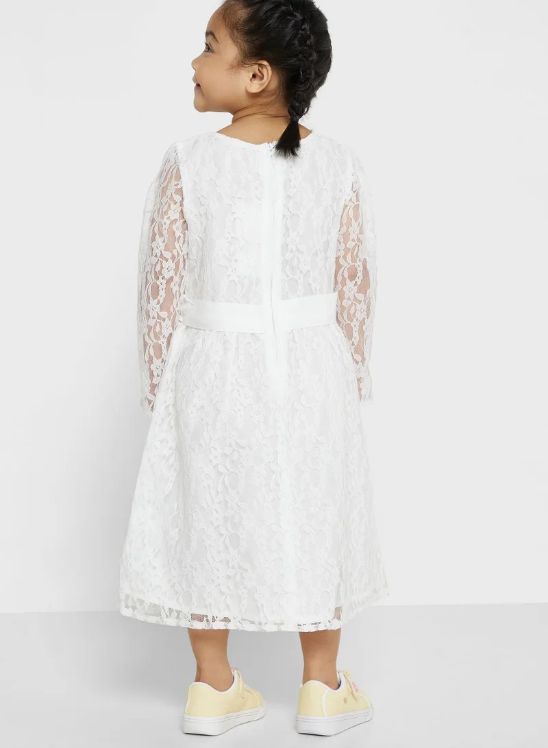 Pinata Girls Evening Wear Net Dress With Bow Detailing
