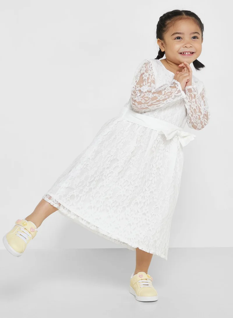 Pinata Girls Evening Wear Net Dress With Bow Detailing