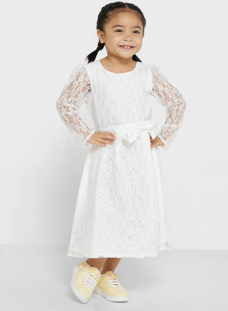 Pinata Girls Evening Wear Net Dress With Bow Detailing