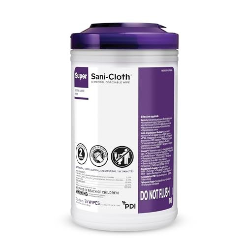 PDI Super Sani-Cloth Germicidal Disposable Wipe, Hospital-Grade Disinfection, Purple Top, 1 Canister of 75 X-Large 5'' x 8'' Wipes - Image 1