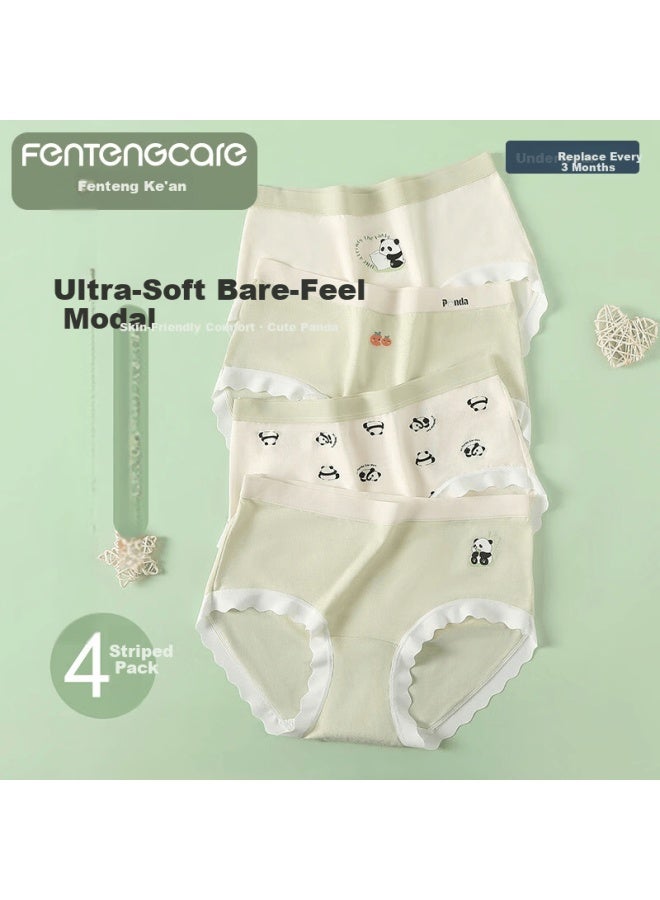 Fentengcare Women's Underwear Soft Modal 4-pack New Breathable Comfortable Cartoon Panda Panties - Image 1