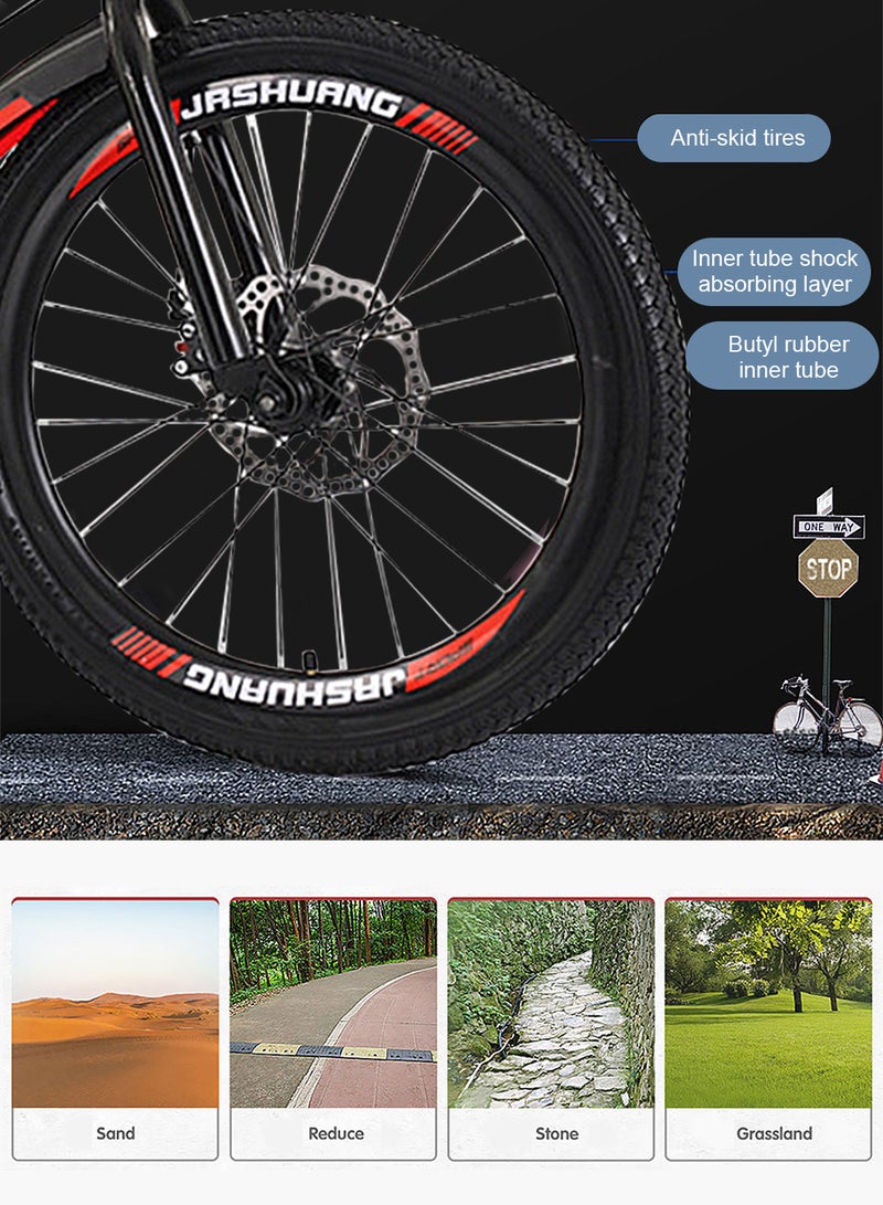 Mountain Bike 20 Inch, 7 Speed Dual Disc Brake Bicycle with Passengers Rear Seat Adjustable Seat and Basket, Kids Road Bike for 6-18 Years Boys and Girls