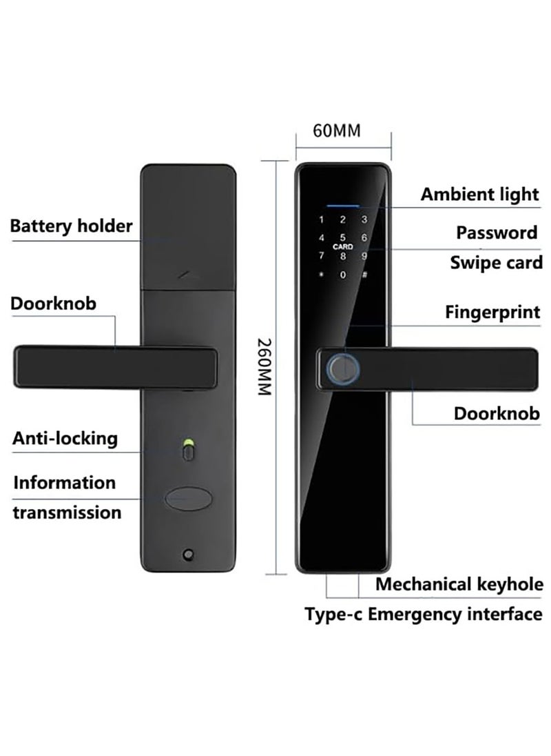 Generic - Smart Door Lock Keypad Door Lock with Handle Electronic Deadbolt Door Lock Digital Smart Door Lock 5-in-1Multi-function Smart door lock APP/Fingerprint/Card/Key/Code Unlock - Image 1