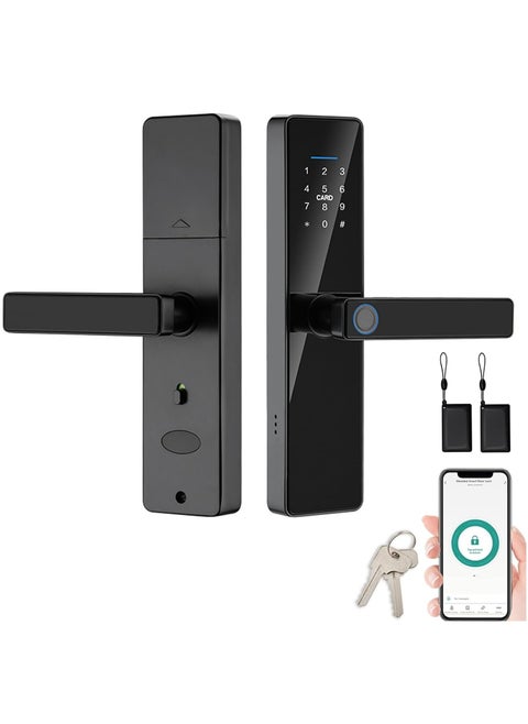 Smart Door Lock Keypad Door Lock with Handle Electronic Deadbolt Door Lock Digital Smart Door Lock 5-in-1Multi-function Smart door lock APP/Fingerprint/Card/Key/Code Unlock