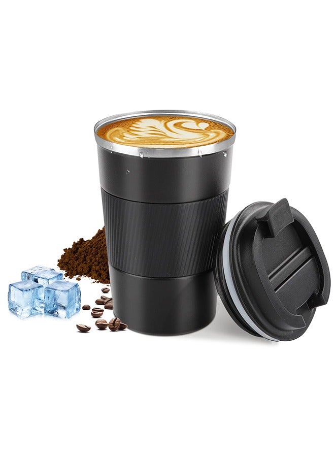 Vacuum-Insulated Stainless Steel Travel Coffee Mug, Leak-Proof Reusable Coffee Cup with Lid,  Beverage Cup vacuum cup, Keep Hot and Cold Drinks for Hours, Durable Thermos Tumbler, for Men & Women (Black, 510ML) - Image 1