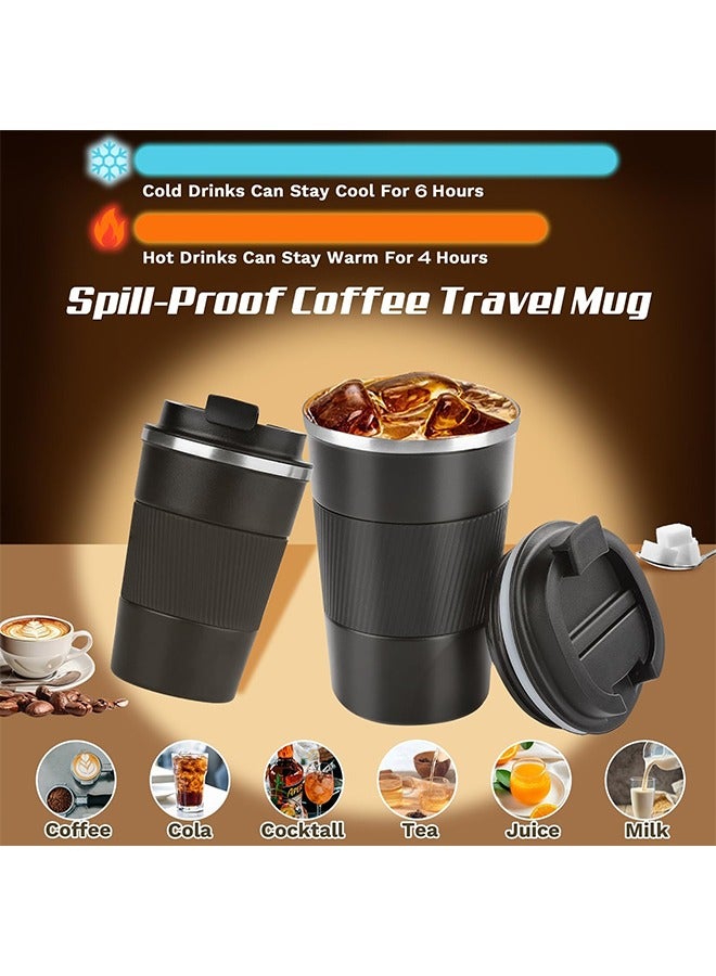 Vacuum-Insulated Stainless Steel Travel Coffee Mug, Leak-Proof Reusable Coffee Cup with Lid,  Beverage Cup vacuum cup, Keep Hot and Cold Drinks for Hours, Durable Thermos Tumbler, for Men & Women (Black, 510ML) - Image 3