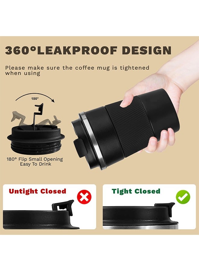 Vacuum-Insulated Stainless Steel Travel Coffee Mug, Leak-Proof Reusable Coffee Cup with Lid,  Beverage Cup vacuum cup, Keep Hot and Cold Drinks for Hours, Durable Thermos Tumbler, for Men & Women (Black, 510ML) - Image 5