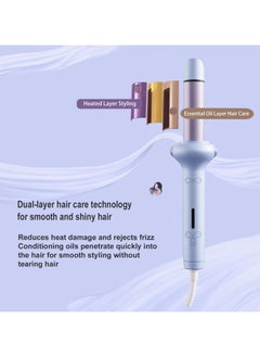 General Hair straightener & curling iron 2-in-1, automatic curling iron rotation - 1.26" PTC hot hair curling iron with 3 temperature and essential oil layers conditioning travel curling iron  - Image 2