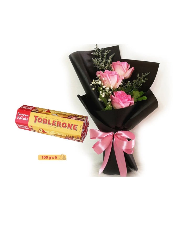 Carmel Flowers 3 وردات وردية مع توبرلوني