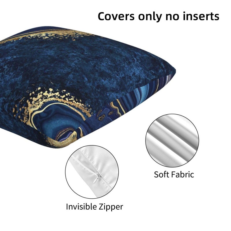 Lcokin Navy Blue and Gold Marble Throw Pillow Cover 18x18 in Cushion Modern Farmhouse Pillow Covers Soft Pillow Cases Decor for Couch Sofa Living Room Bedroom Outdoor Home Set of 2 - Image 5