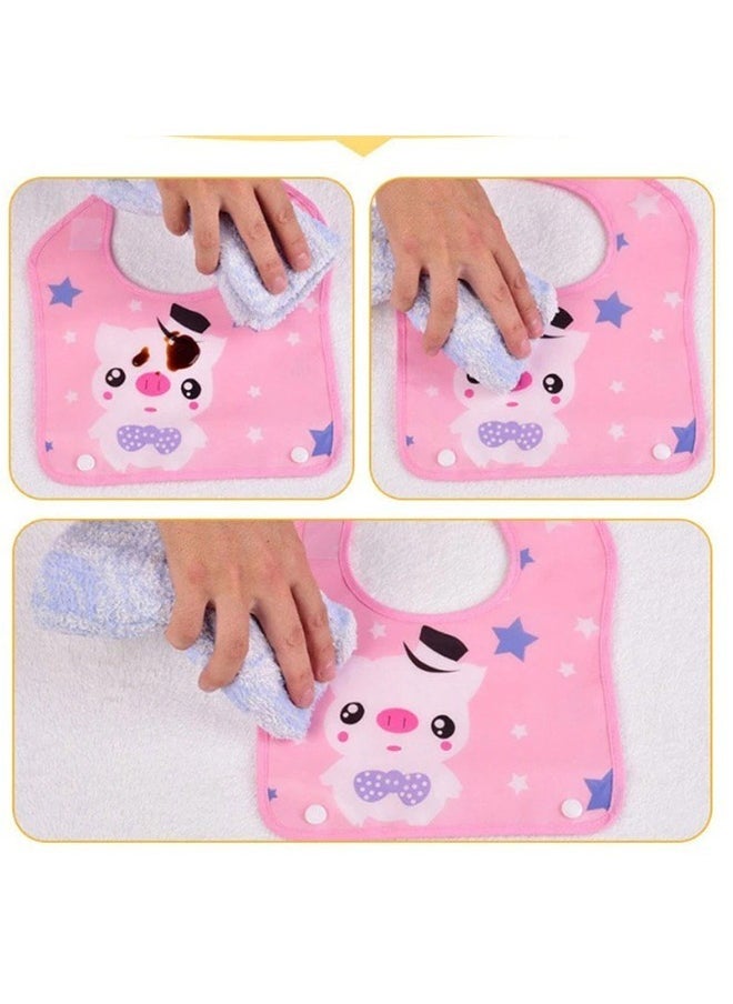 FALMER Baby Bib with Silicone Pocket to Catch Food Waterproof Kids Washable 37*25.5cm-Pink  - Image 5