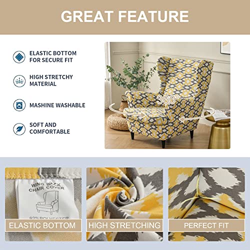 Eco-Ancheng Wingback Chair Slipcover 2 Piece Wingback Chair Cover Spandex Wing Chair Slipcovers Wingback Armchair Covers with Elastic Bottom for Living Room Wingback Chair - Image 3