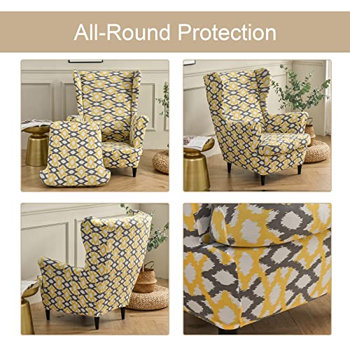 Eco-Ancheng Wingback Chair Slipcover 2 Piece Wingback Chair Cover Spandex Wing Chair Slipcovers Wingback Armchair Covers with Elastic Bottom for Living Room Wingback Chair - Image 4