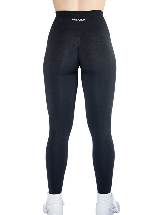 AUROLA Workout Leggings for Women Seamless Scrunch Tights Tummy Control Gym Fitness Girl Sport Active Yoga Pants, Black, XL - Image 2