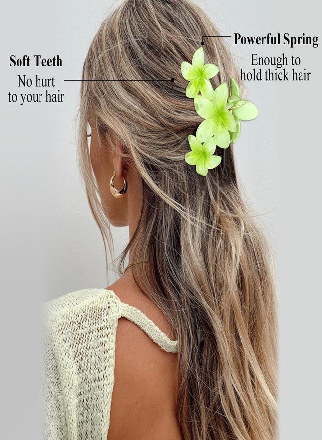 ANBALA 8Pcs Flower Hair Clips Hawaiian Plumeria Hair Clips for Women Non-Slip Claw Clips For Thick Hair, Beach Hair Accessories (Colorful) - Image 3