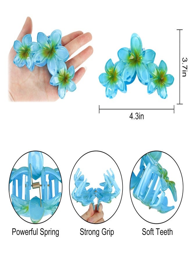 ANBALA 8Pcs Flower Hair Clips Hawaiian Plumeria Hair Clips for Women Non-Slip Claw Clips For Thick Hair, Beach Hair Accessories (Colorful) - Image 2