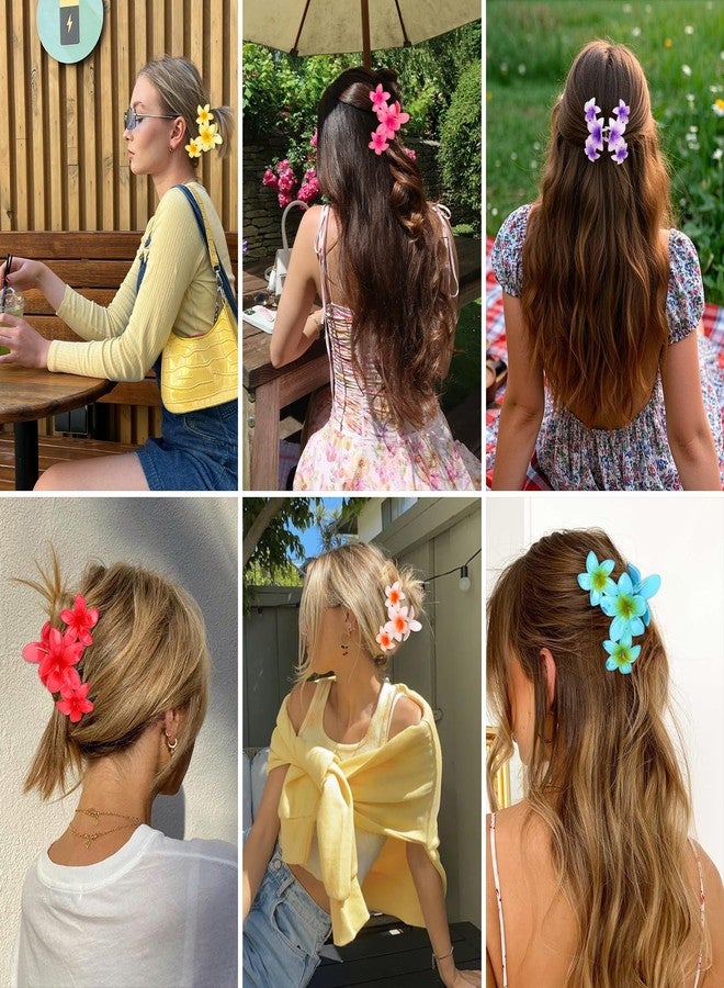ANBALA 8Pcs Flower Hair Clips Hawaiian Plumeria Hair Clips for Women Non-Slip Claw Clips For Thick Hair, Beach Hair Accessories (Colorful) - Image 5