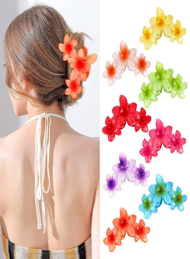 ANBALA 8Pcs Flower Hair Clips Hawaiian Plumeria Hair Clips for Women Non-Slip Claw Clips For Thick Hair, Beach Hair Accessories (Colorful) - Image 1