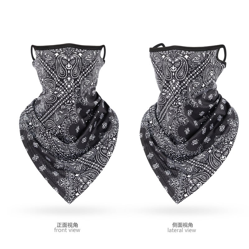 Generic Ice Silk Mesh Triangle Bandana Breathable Cycling UV Protection Unisex Outdoor Neck Gaiter Classic Black Spell Cashew Flower