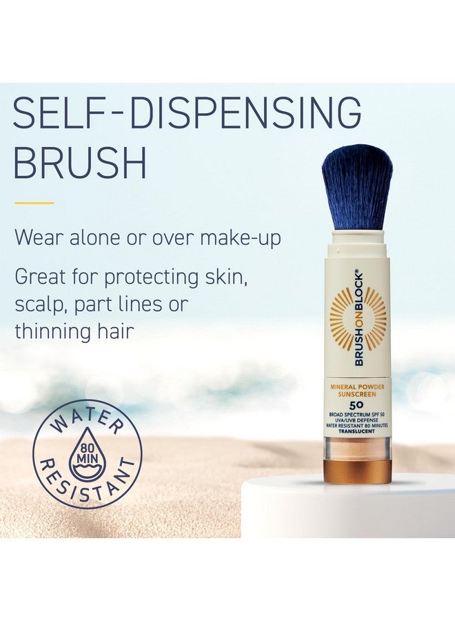 Brush On Block SPF 50 Mineral Powder Sunscreen, Translucent, Broad Spectrum, Water Resistant Face Protection, For All Skin Tones & Types, Reef Friendly, Mfg in USA - Image 3