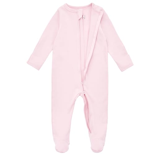 Aablexema Baby Pajamas with Mitten Cuffs Zipper 4-Pack Infant Newborn Cotton Long Sleeve Footie Outfit(Pink/Heart/Purple/Red,12-18m) - Image 5