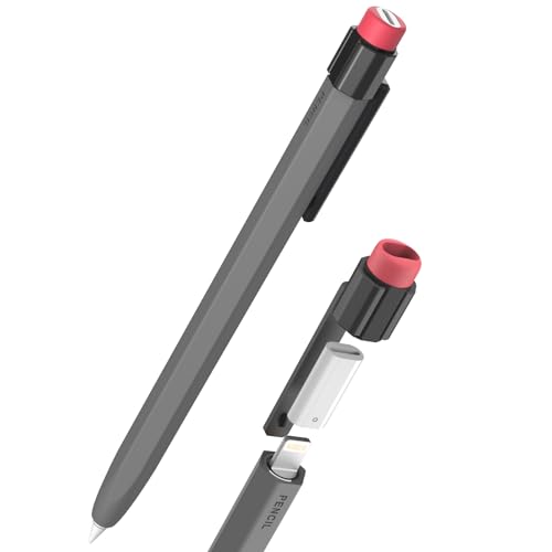 TRONWIN Pencil Case for Apple Pencil 1st Generation Sleeve Silicone Protective Cover Skin with Sturdy Clip Compatible with Charger Adapter【NOT Included】 and Apple Pencil 1st Generation (Grey) - Image 4