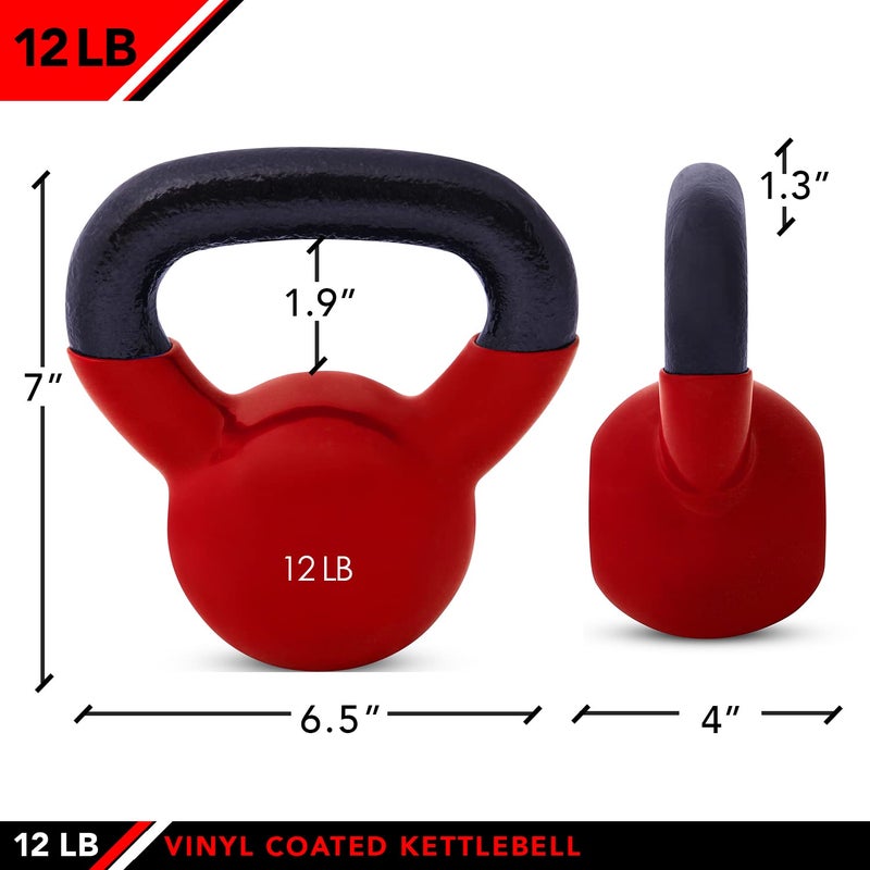 JFIT Kettlebell Weights Vinyl Coated Iron, 12 LB - Image 2