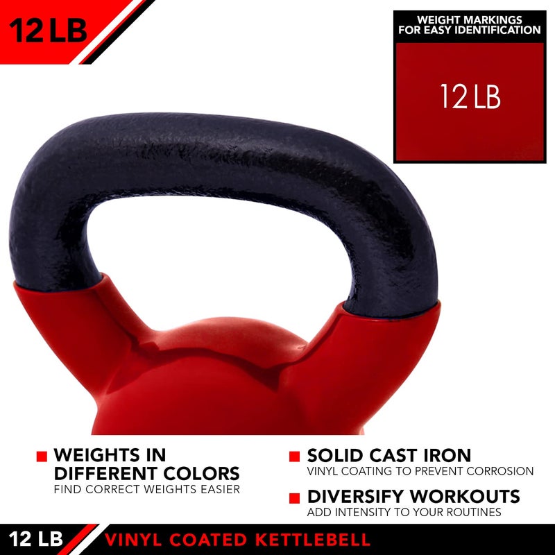 JFIT Kettlebell Weights Vinyl Coated Iron, 12 LB - Image 4