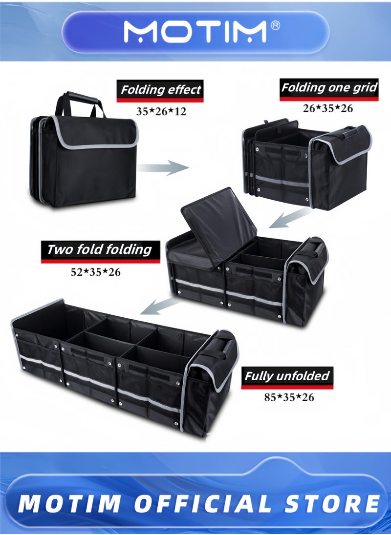 Car Trunk Organizer with Insulated Leakproof Cooler Bag and Straps for SUV Jeep Sedan