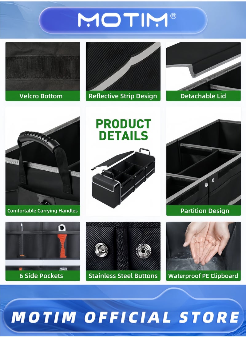 Car Trunk Organizer with Insulated Leakproof Cooler Bag and Straps for SUV Jeep Sedan